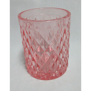 Vintage Pink Indiana Glass Diamond Point Cut Tumbler 4" Tall